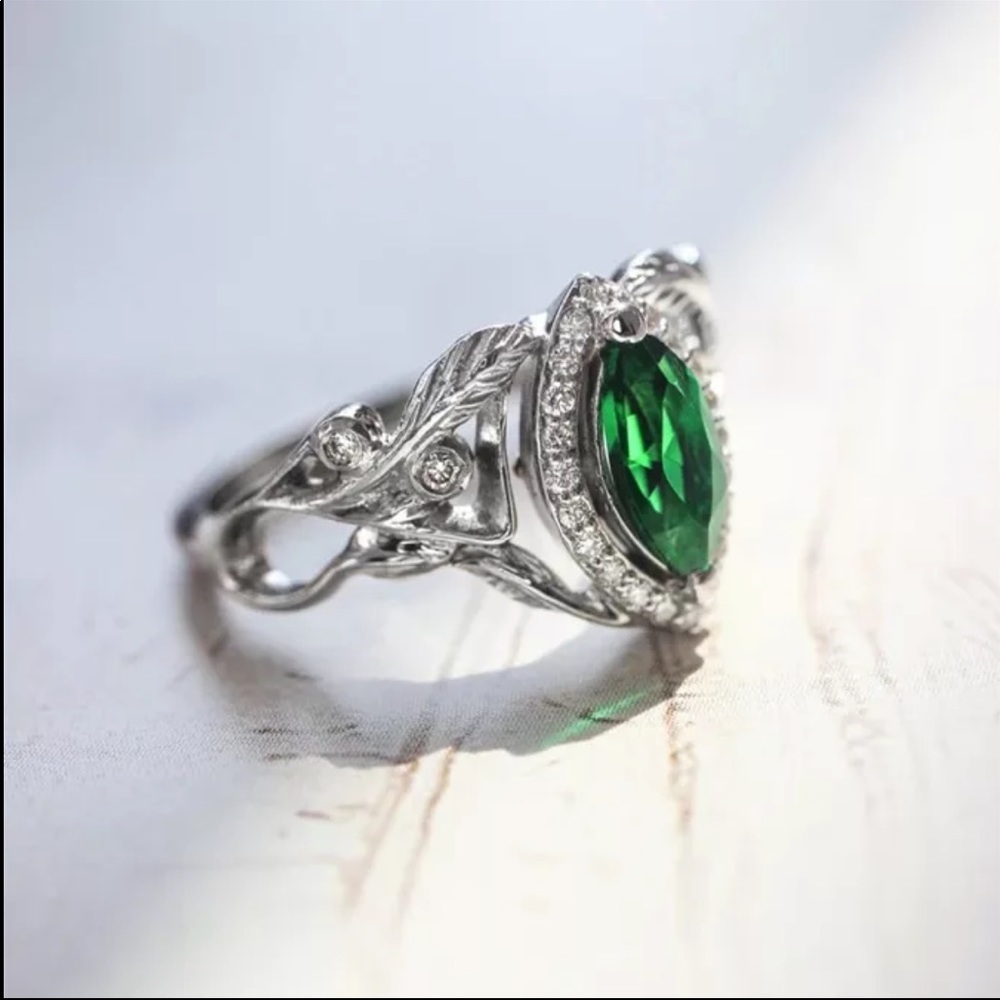 New 925 Silver Eternal Emerald Marquise Cut Ring - Picture 3 of 5